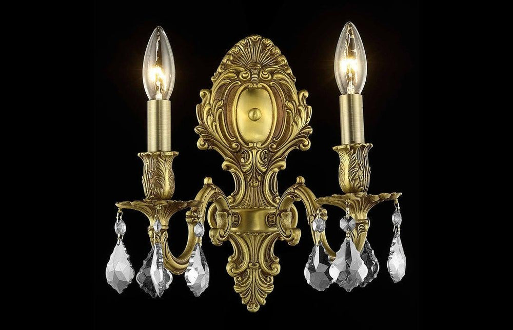 Steel with Clear Crystal Drop Wall Sconce - LV LIGHTING