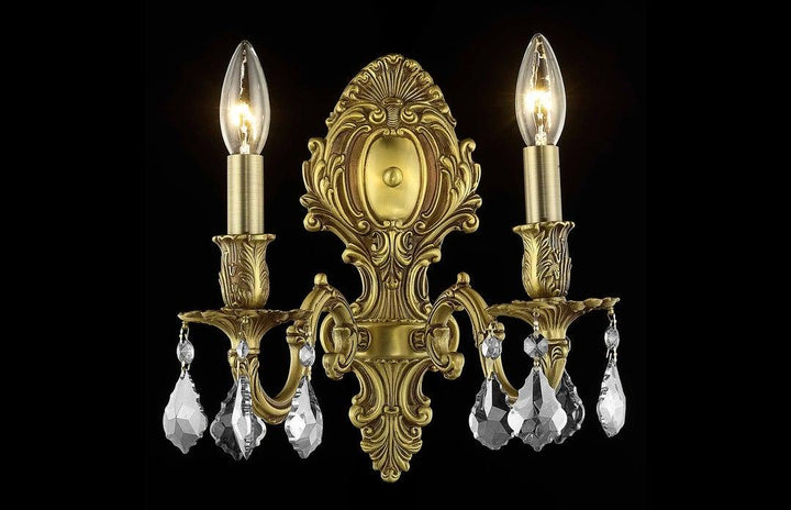 Steel with Clear Crystal Drop Wall Sconce - LV LIGHTING
