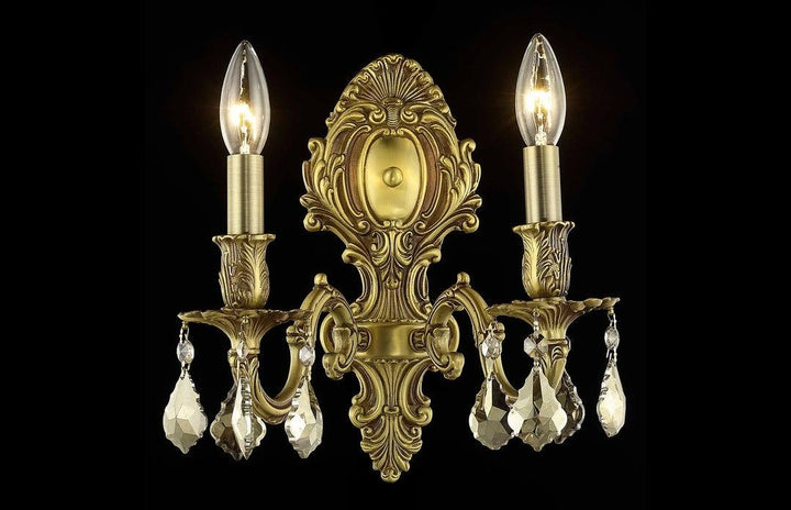 Steel with Clear Crystal Drop Wall Sconce - LV LIGHTING