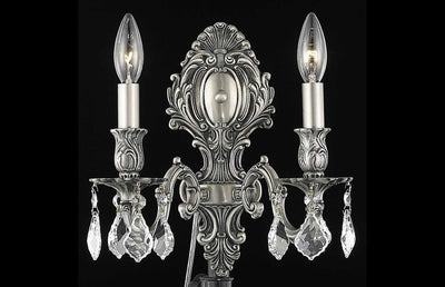 Steel with Clear Crystal Drop Wall Sconce - LV LIGHTING