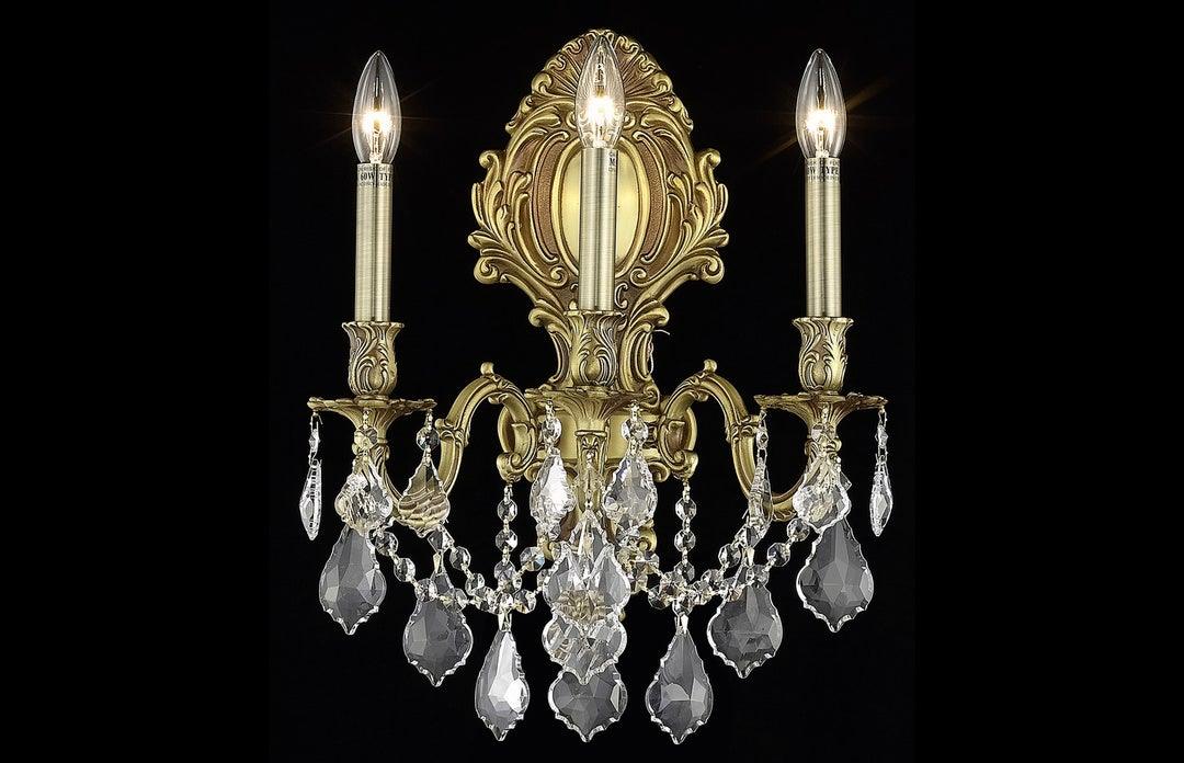 Steel with Clear Crystal Drop and Strand Wall Sconce - LV LIGHTING