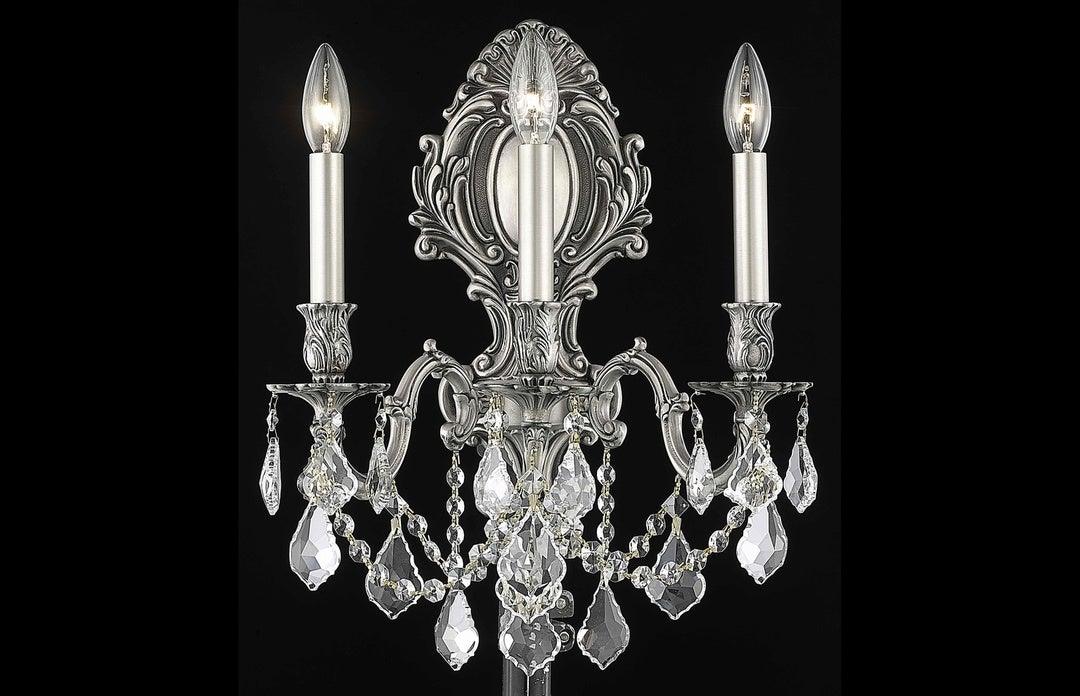 Steel with Clear Crystal Drop and Strand Wall Sconce - LV LIGHTING
