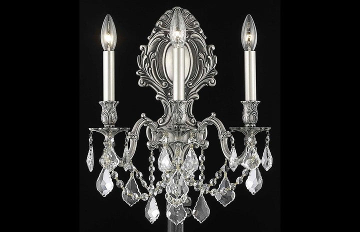 Steel with Clear Crystal Drop and Strand Wall Sconce - LV LIGHTING