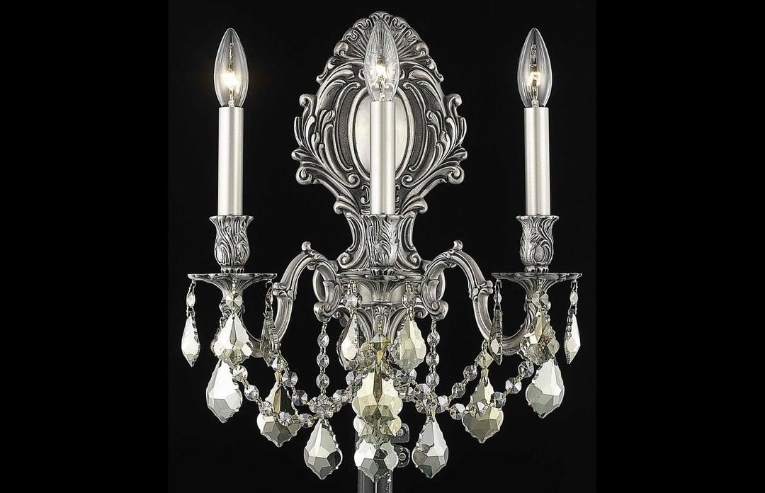 Steel with Clear Crystal Drop and Strand Wall Sconce - LV LIGHTING