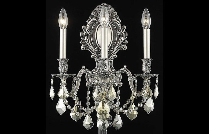 Steel with Clear Crystal Drop and Strand Wall Sconce - LV LIGHTING