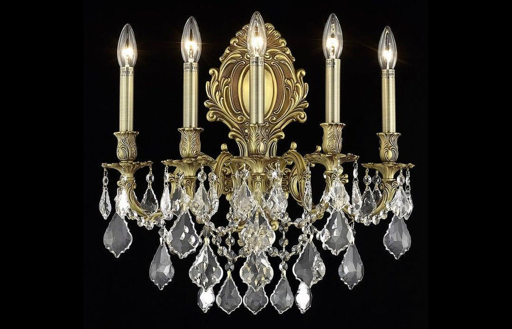 Steel with Clear Crystal and Strand Wall Sconce - LV LIGHTING