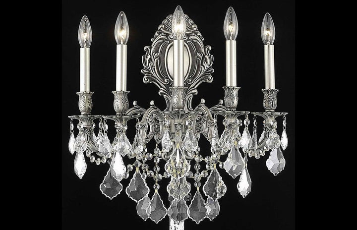 Steel with Clear Crystal and Strand Wall Sconce - LV LIGHTING