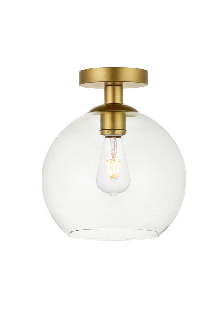 Brass with Clear Glass Shade Flush Mount - LV LIGHTING