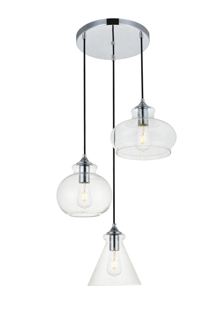 Steel with Clear Glass Shade Pendant - LV LIGHTING