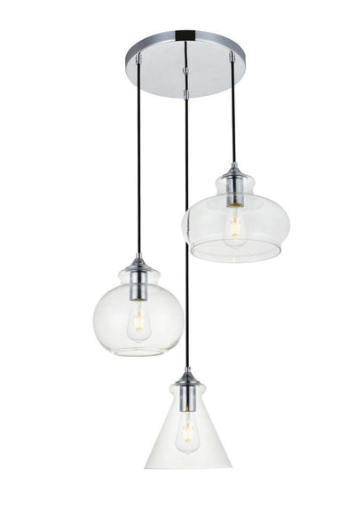 Steel with Clear Glass Shade Pendant - LV LIGHTING