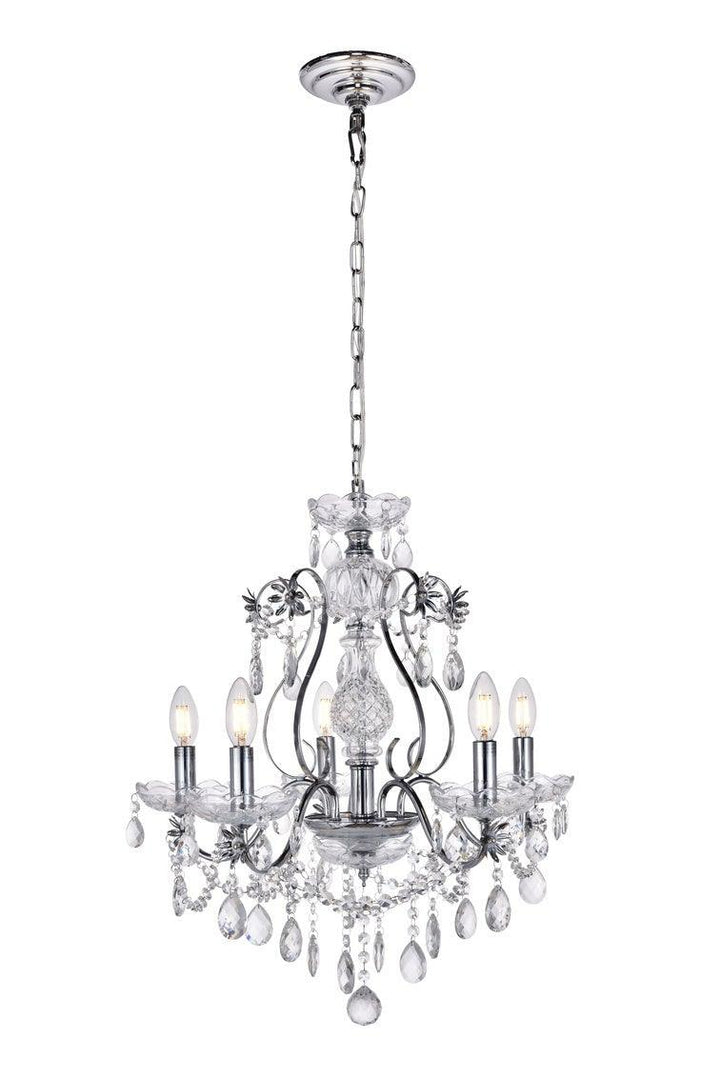 Chrome with Clear Crytal Drop and Strand Chandelier - LV LIGHTING