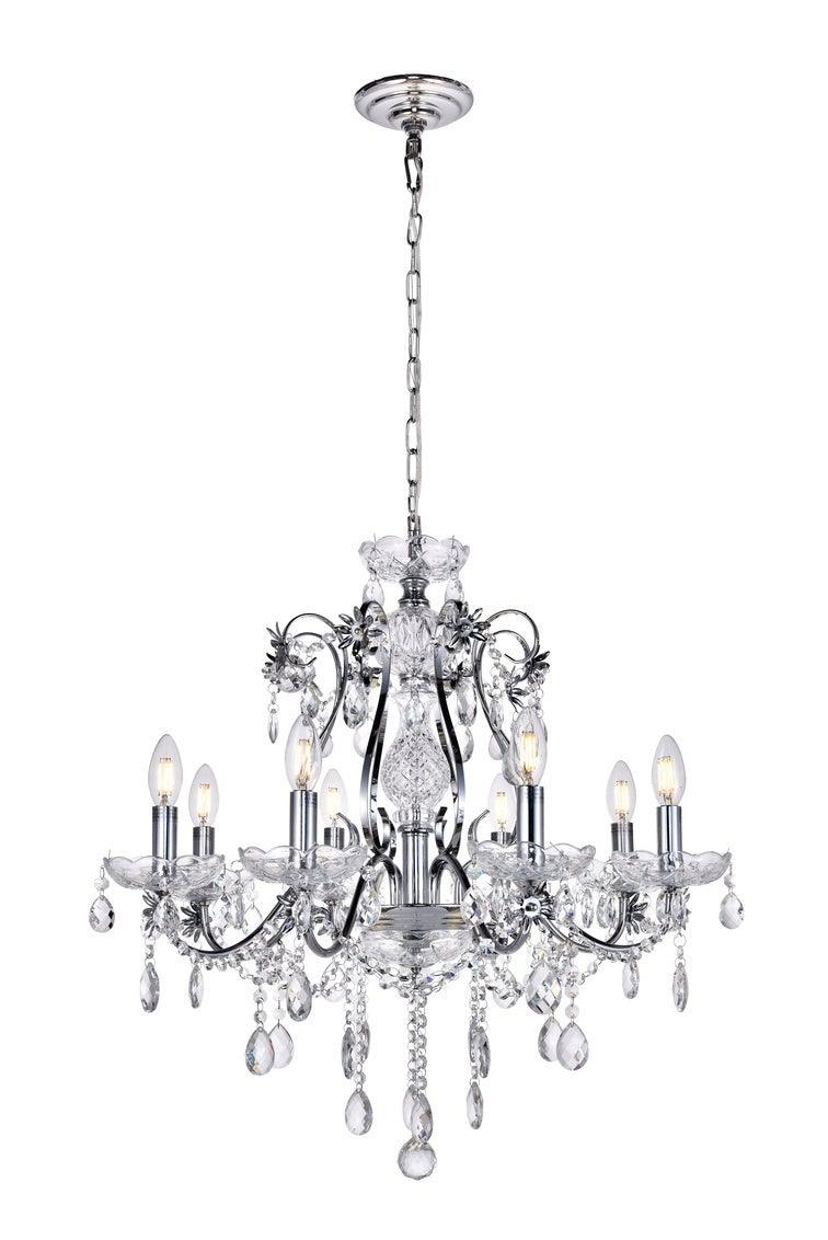 Chrome with Clear Crystal Drop and Strand Chandelier - LV LIGHTING