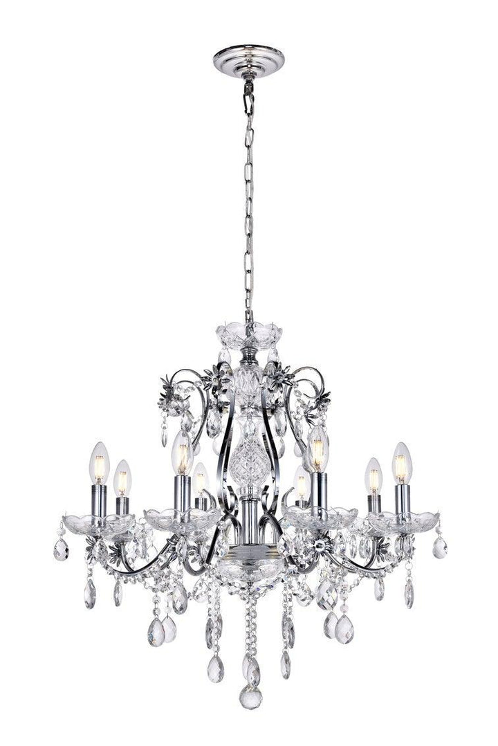 Chrome with Clear Crystal Drop and Strand Chandelier - LV LIGHTING