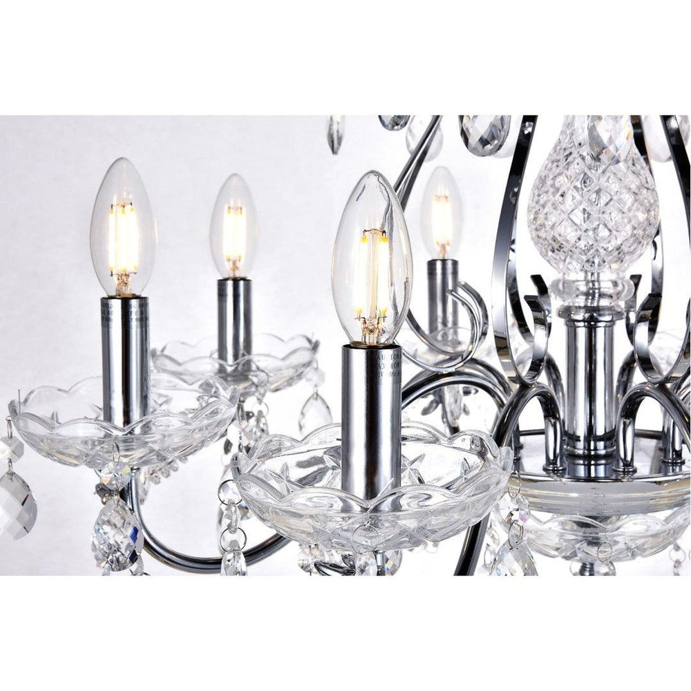 Chrome with Clear Crystal Drop and Strand Chandelier - LV LIGHTING