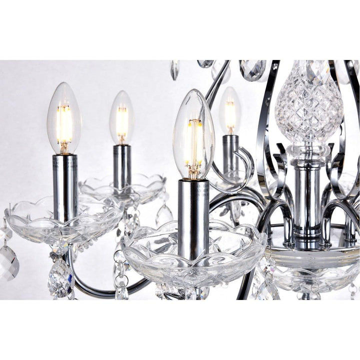 Chrome with Clear Crystal Drop and Strand Chandelier - LV LIGHTING