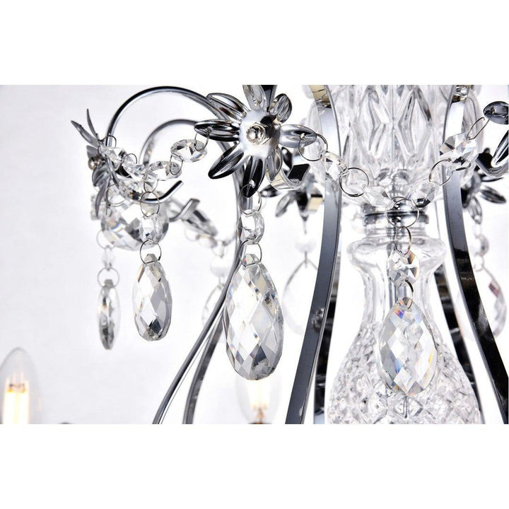Chrome with Clear Crystal Drop and Strand Chandelier - LV LIGHTING
