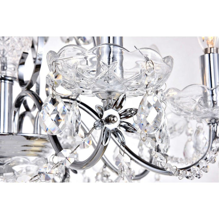 Chrome with Clear Crystal Drop and Strand Chandelier - LV LIGHTING