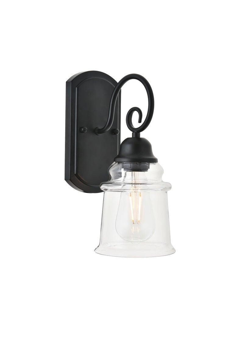 Black with Clear Glass Shade Wall Sconce - LV LIGHTING