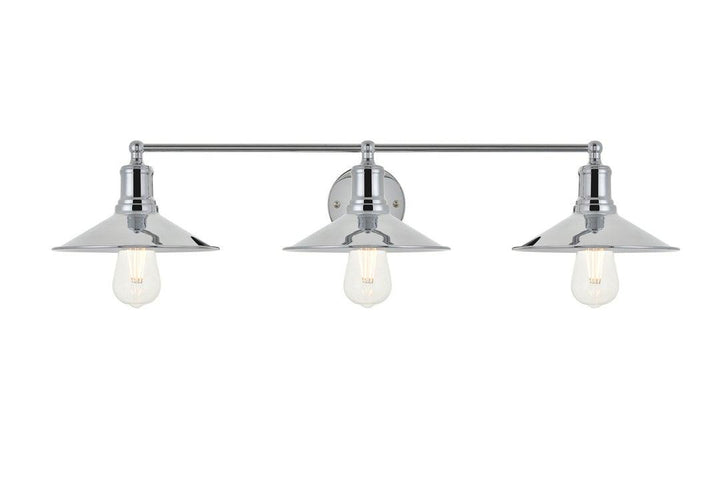 Steel with Disk Shade 3 Light Vanity Light - LV LIGHTING