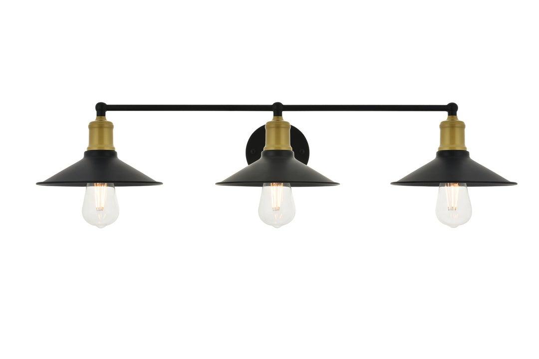 Steel with Disk Shade 3 Light Vanity Light - LV LIGHTING