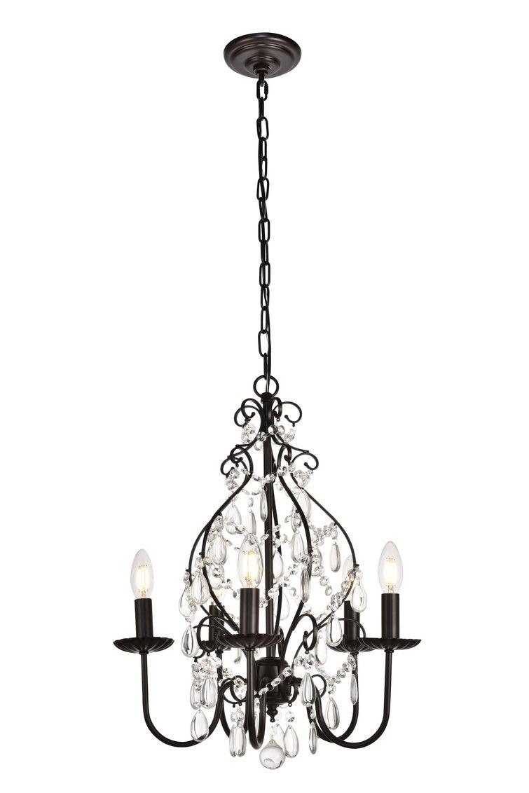 Oil Rubbed Bronze with Clear Crystal and Strand Pendant - LV LIGHTING