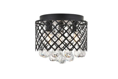Steel with Clear Crystal Drop Flush Mount - LV LIGHTING