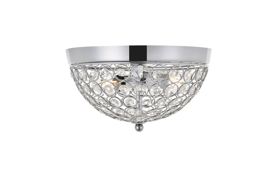 Steel with Clear Crystal Round Flush Mount - LV LIGHTING