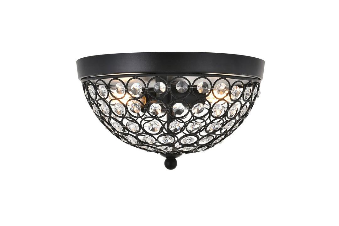 Steel with Clear Crystal Round Flush Mount - LV LIGHTING