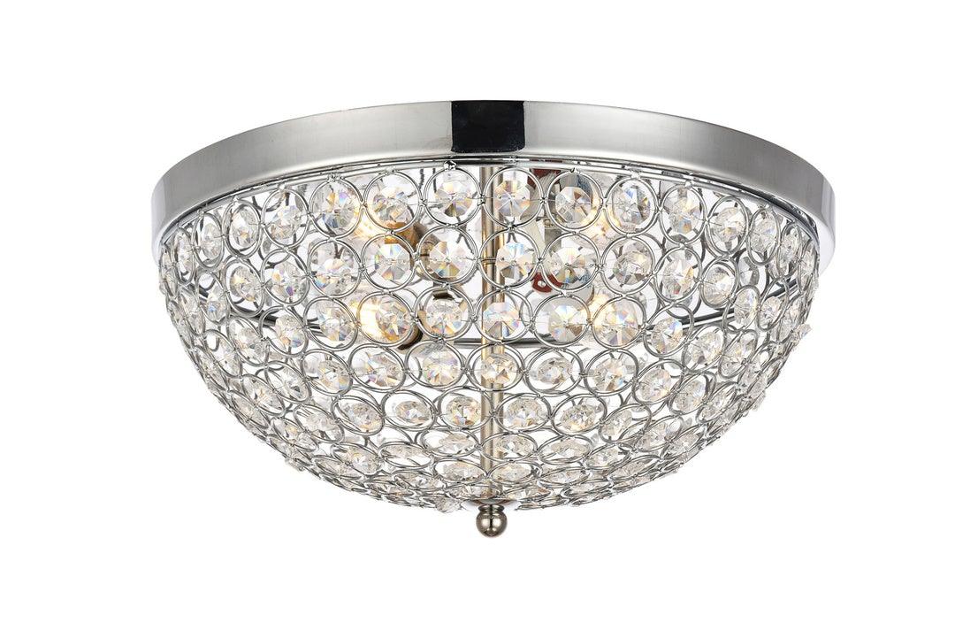Steel with Clear Crystal Round Flush Mount - LV LIGHTING