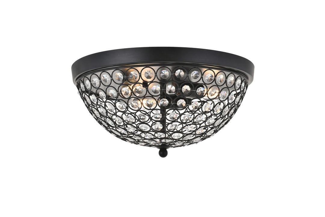 Steel with Clear Crystal Round Flush Mount - LV LIGHTING