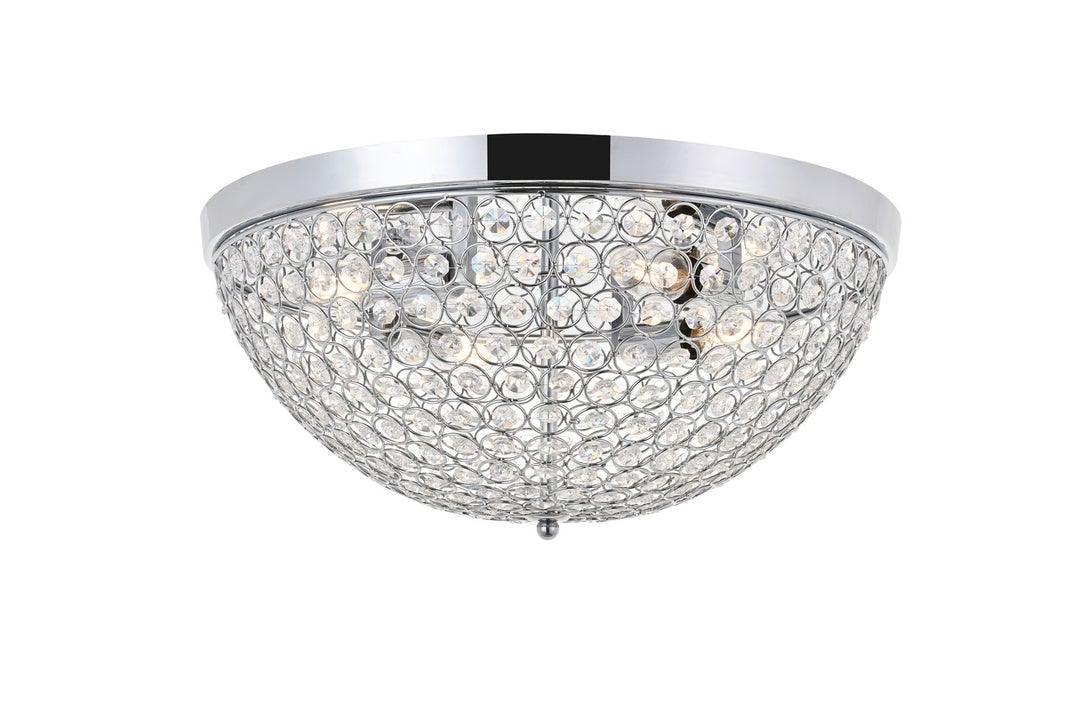 Steel with Clear Crystal Round Flush Mount - LV LIGHTING