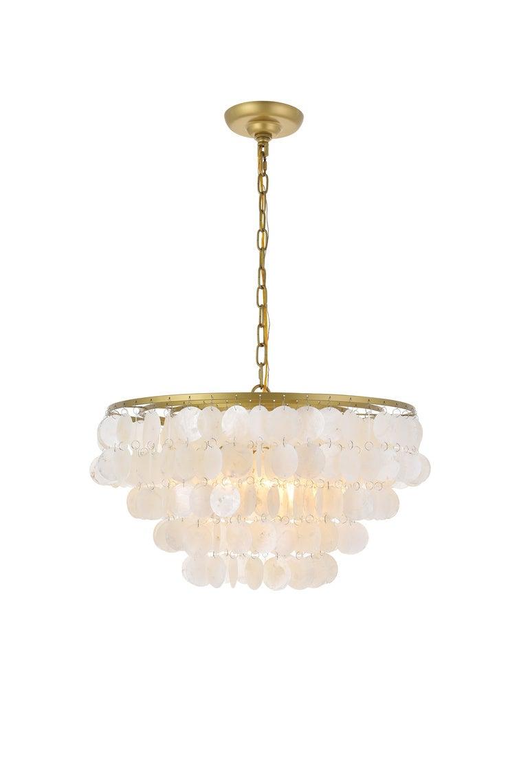 Steel with Seashell Shade Chandelier - LV LIGHTING