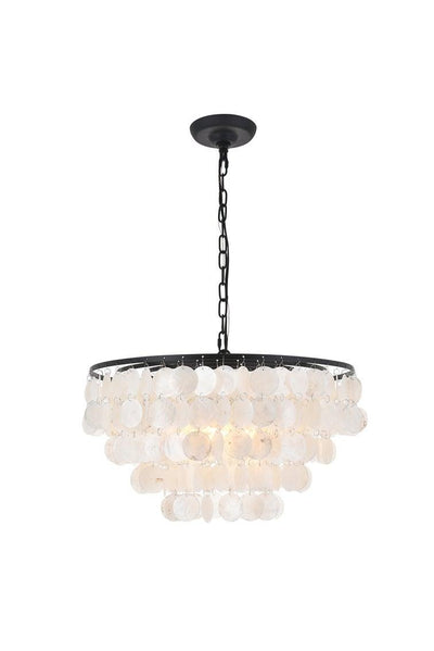 Steel with Seashell Shade Chandelier - LV LIGHTING