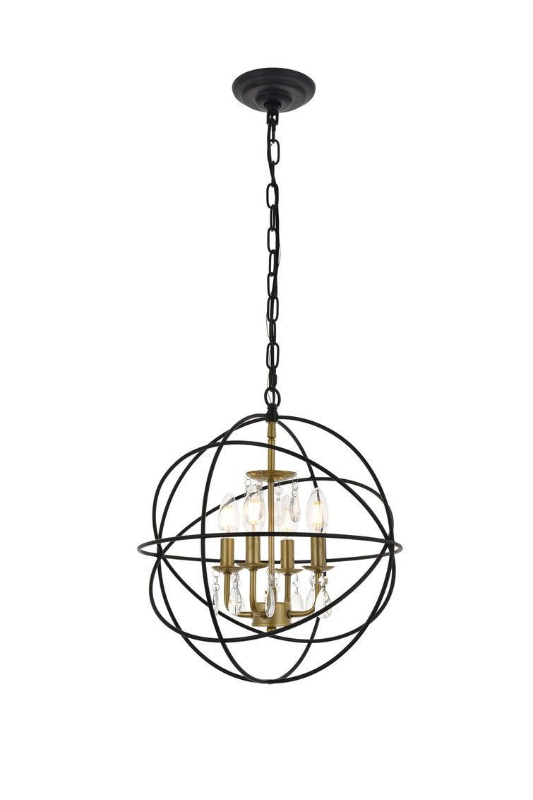 Steel with Orbit Frame Crystal Pendant - LV LIGHTING