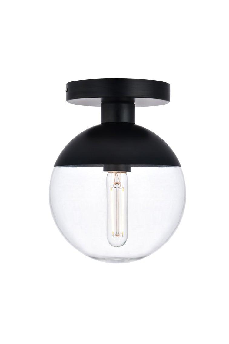 Black with Clear Glass Shade Flush Mount - LV LIGHTING