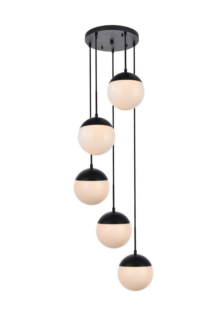 Black with Frosted Glass Shade Globe Pendant - LV LIGHTING