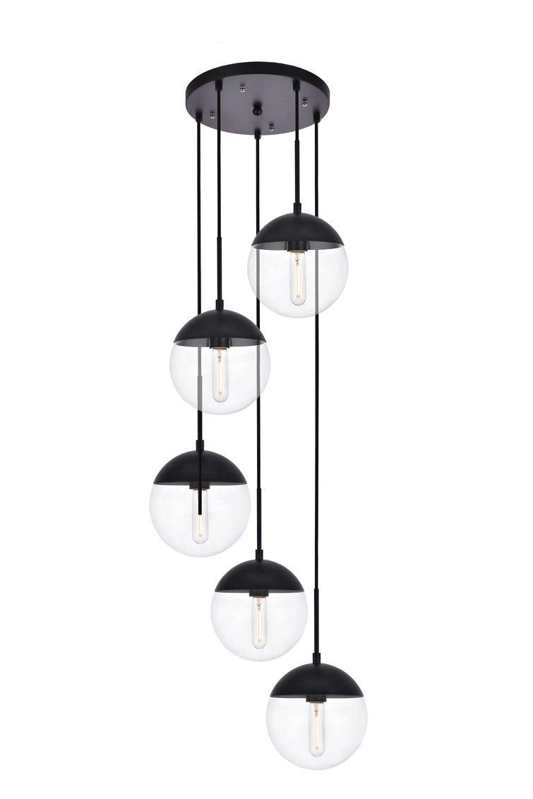Black with Clear Glass Shade Globe Pendant - LV LIGHTING