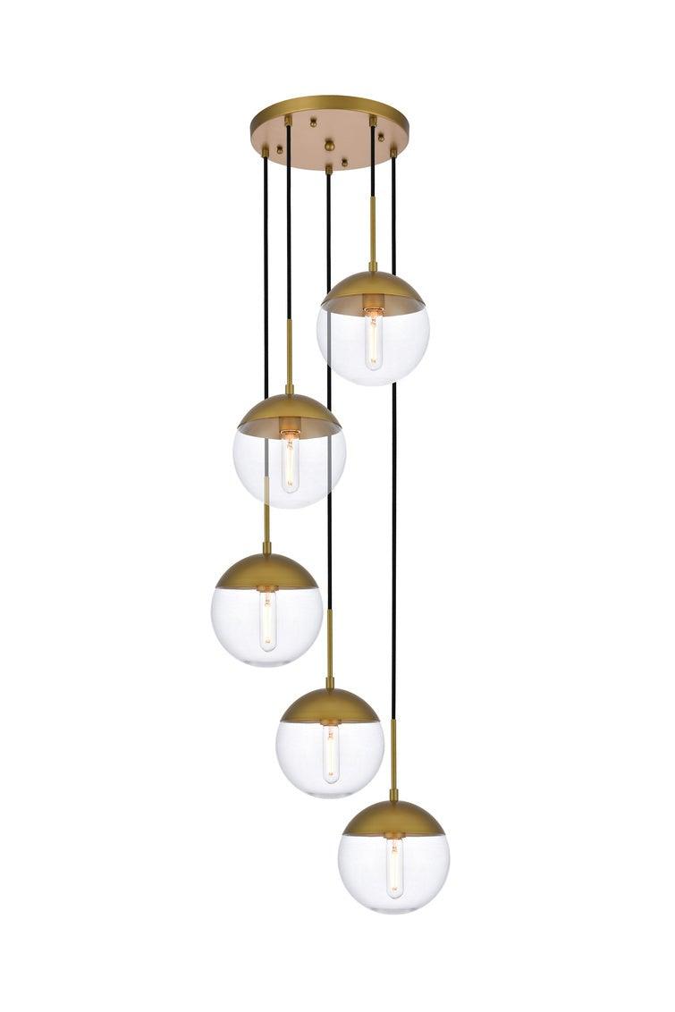 Brass with Clear Glass Globe Pendant - LV LIGHTING