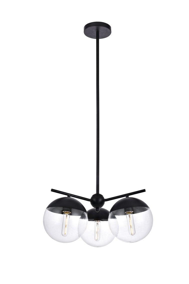 Black with Clear Glass Shade Chandelier - LV LIGHTING