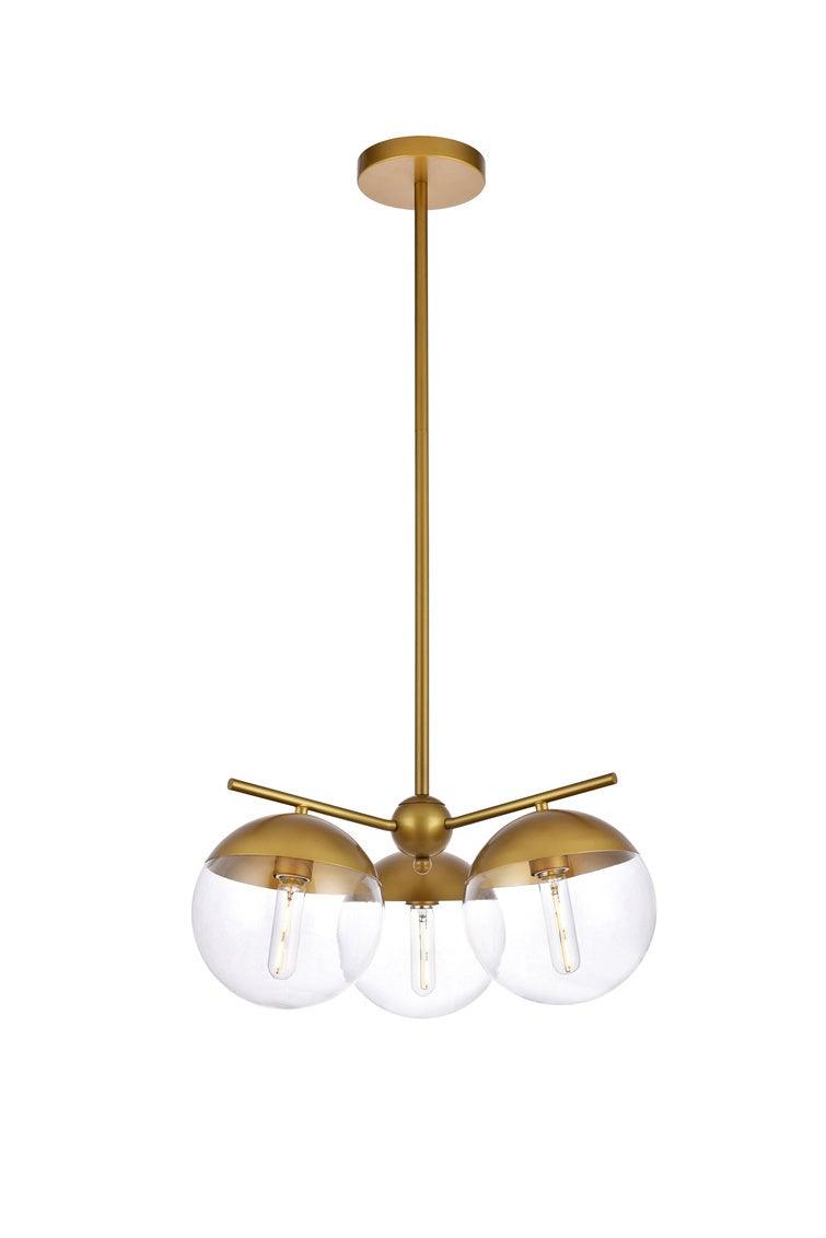 Brass with Clear Glass Globe Chandelier - LV LIGHTING