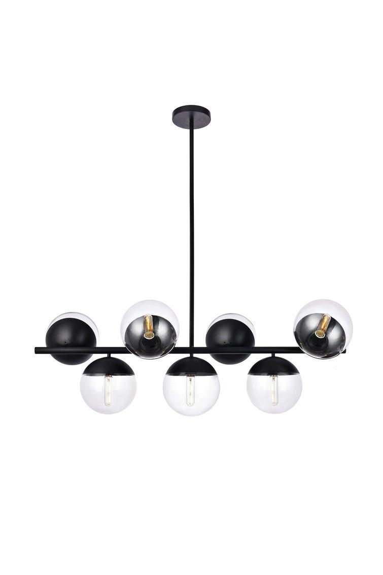Black with Clear Glass Globe Linear Pendant - LV LIGHTING