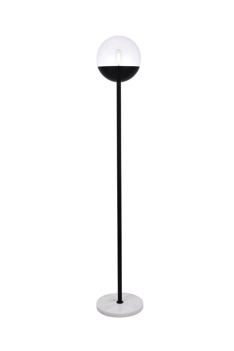 Black with Clear Glass Globe Floor Lamp - LV LIGHTING