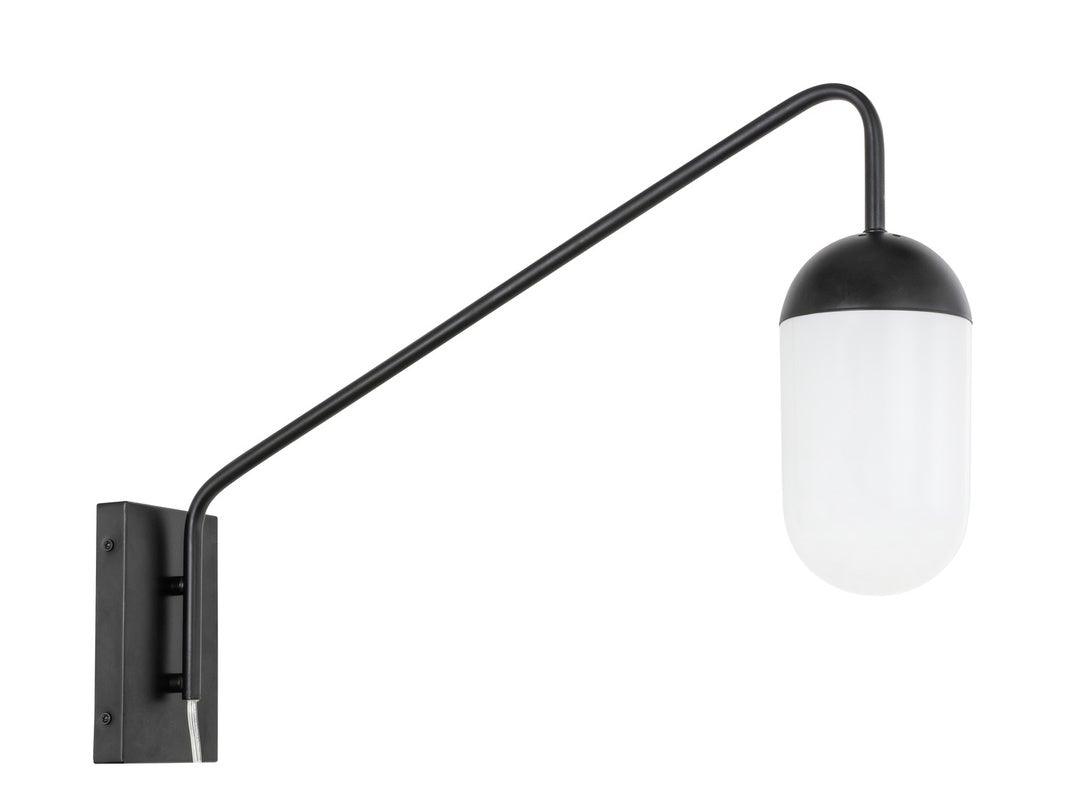 Black Long Arm with Capsule Glass Shade Wall Sconce - LV LIGHTING