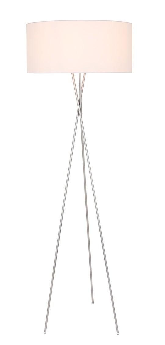 Silver with Fabric Drum Shade Floor Lamp - LV LIGHTING