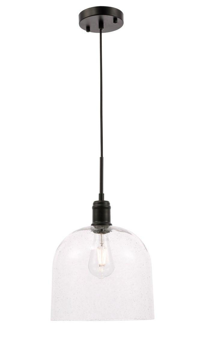 Black with Clear Seedy Glass Pendant - LV LIGHTING