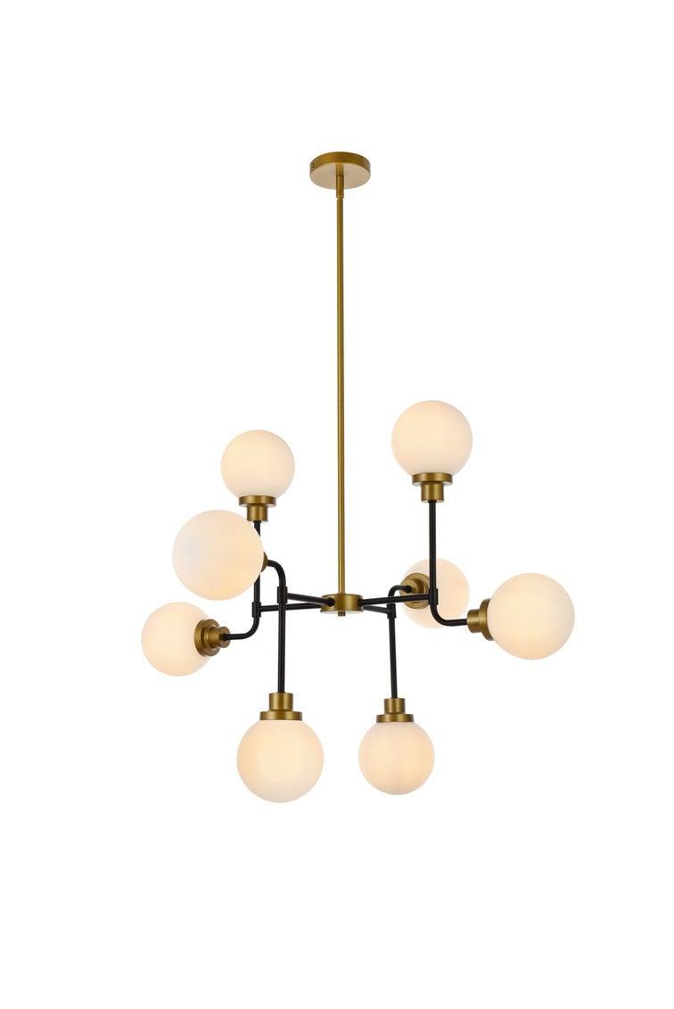 Black and Brass Frame with Glass Globe Chandelier - LV LIGHTING