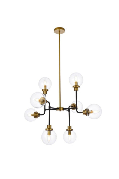 Black and Brass Frame with Glass Globe Chandelier - LV LIGHTING