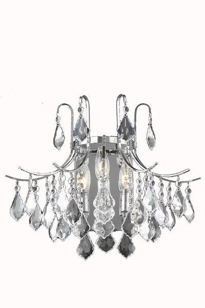 Steel with Clear Crystal Dorp and Strand Wall Sconce - LV LIGHTING
