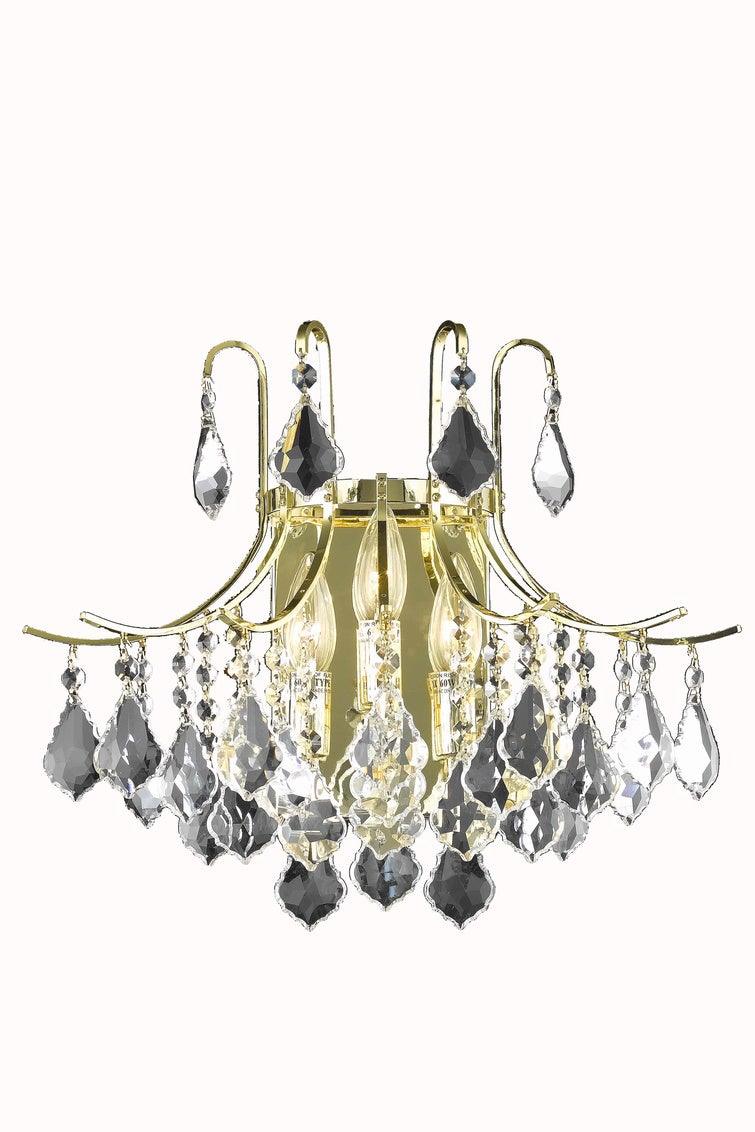 Steel with Clear Crystal Dorp and Strand Wall Sconce - LV LIGHTING