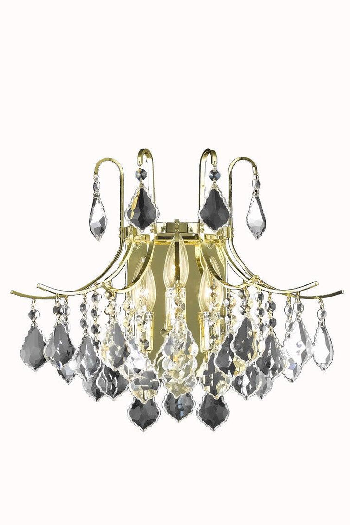 Steel with Clear Crystal Dorp and Strand Wall Sconce - LV LIGHTING